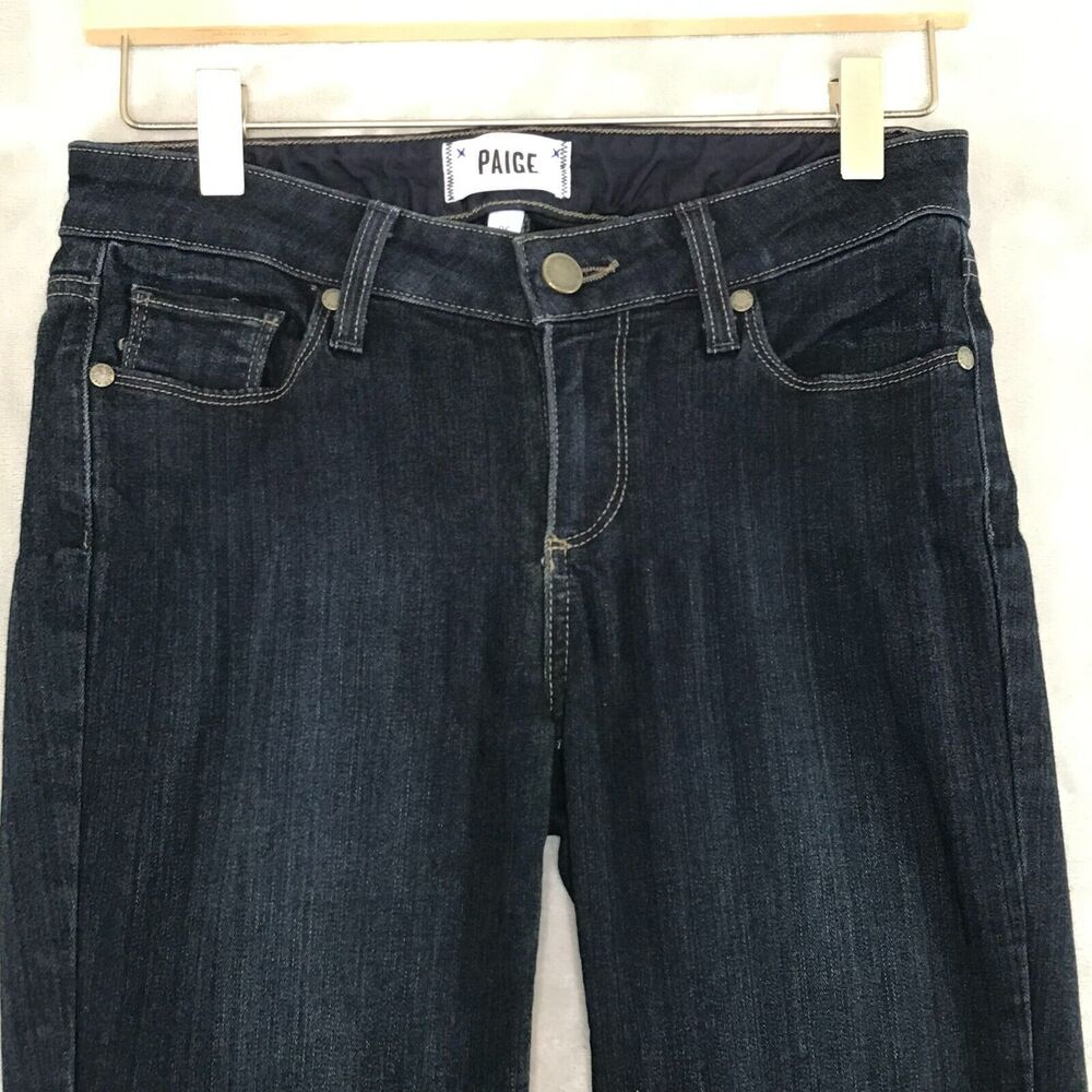 Paige Skyline Skinny Womens 26 Mona Dark Wash Low Rise Pockets Stretch - Picture 2 of 13